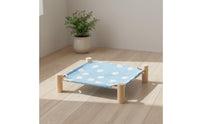 Washable Cover Wooden Frame Cat Bed All-Season Comfort Wooden Frame Pet Cot Breathable Textile Pet Camp Cot Easy to Assemble for Cats, Small Dogs