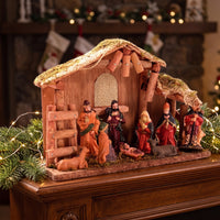 Nativity Set with Stable Miniature Christmas Creche Traditional Nativity Figurine for Collectors, Mantel