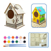 Paint Your Own Paintable Wooden Birdhouse Easy to Assemble DIY Birdhouse Kit Arts and Crafts for Outdoor, Yard