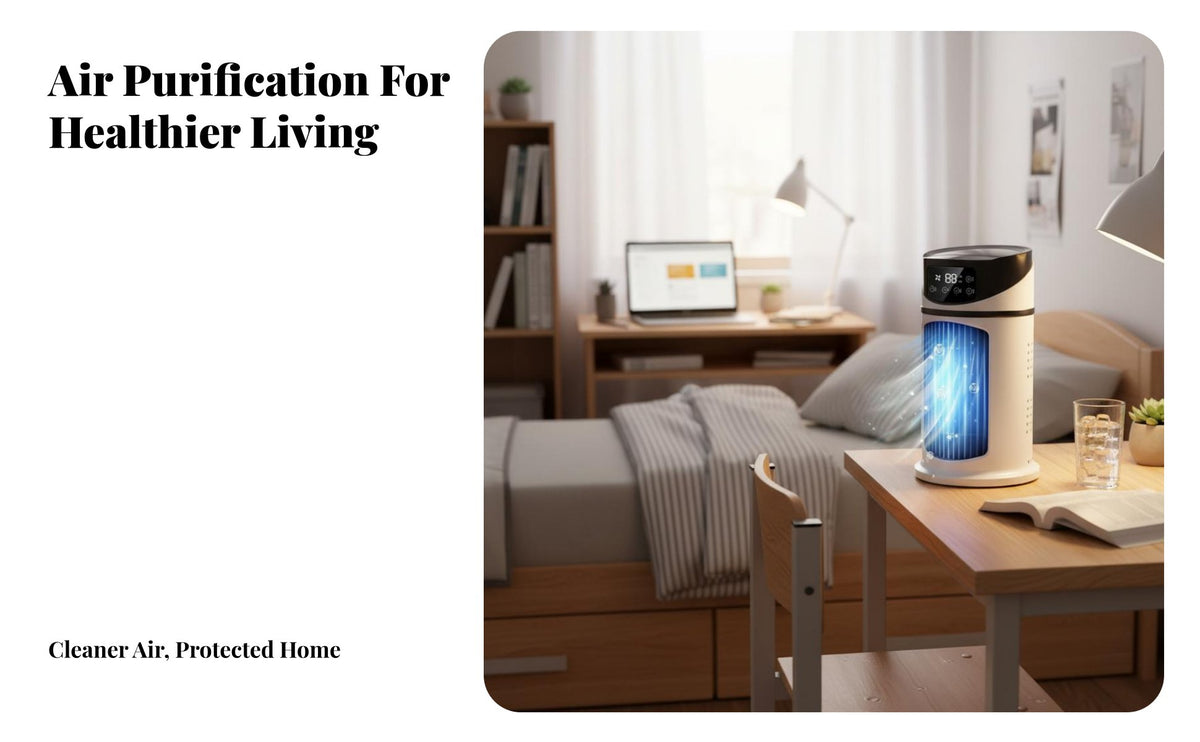 Portable Air Chiller Humidifies Personal Air Chiller Humidifier Multi-Functional Function USB Desk Fan for Students, Bedroom, Dorm Room, Office