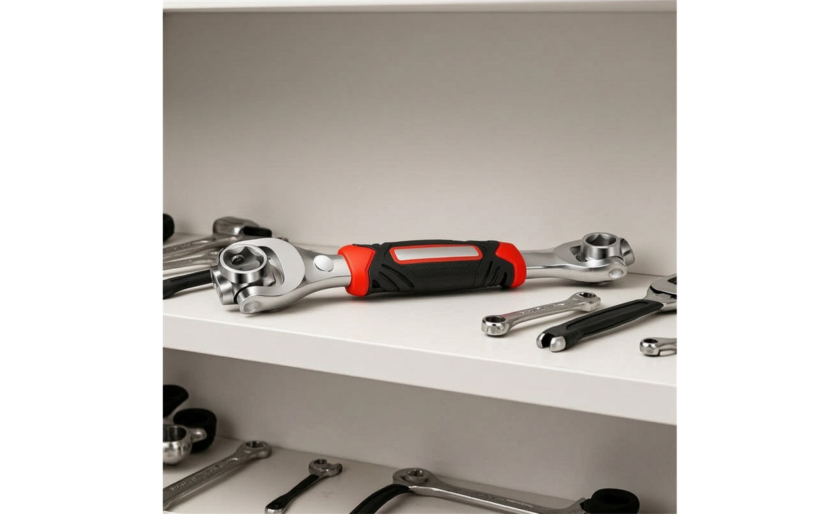 8-in-1 Ratchet Wrench with Rotating Head Double-Ended Ratchet Wrench Pivoting Hand Tool Magnetized for Mechanics, Diyers, Automotive Repair, Tight Confined Areas, Garage