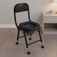 Foldable Design Folding Commode Chair With Backrest Portable Toilet Chair Non-Slip Feet for Women, Disabled, Camping