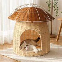 Toadstool Pet House Breathable Woven Pet Hideaway Simple Design Animal Resting Place for Cats