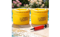 Thickened Arm Bands with Pump Portable Arm Floaties with Inflator Long-Lasting Water Wings Comfortable for Swimmers
