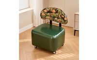 Rolling Stool with Backrest Mobile Low Stool with Wheels Ergonomic Swivel Chair for Bedroom