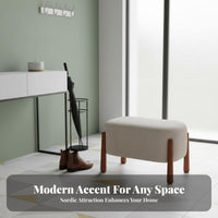 Nordic Aesthetic Upholstered Ottoman Solid Wood Legs Padded Vanity Pouffe High-Rebound Sponge Small Bench Non-Slip Design for Makeup Users, Homeowners, Interior Decorators, Entryway, Living Room, Home Deactivatedice, Reading Nook