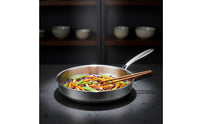 Honeycomb Wok Pan with Lid Multi-Ply Construction Flat Bottom Wok Smokeless Honeycomb Non Pan
