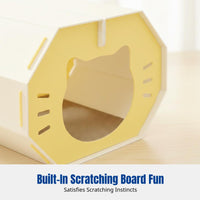 Foldable Octagonal Cat House Includes clawing Board pet hideaway Breathable Feline Furniture for Owners of Small felines, Indoors, Living Room, Bedroom