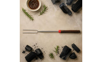 Stainless Steel Grill Skewer Curved Extendable Bbq Fork Portable Extending Roasting for Barbecue