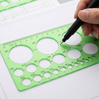 3 Pieces Geometric Template Ruler Translucent Circle Drawing Template Measuring Ruler with Circle Cutouts for Designers, Design Professionals