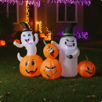 Inflatable Pumpkin with Specters Outdoor Halloween Inflatable Eye Catching Pumpkin Area Decoration for Homeowners, Lawn, Porch