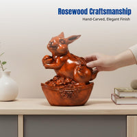 Rosewood Zodiac Set, Hand-Carved Hardwood Figurines, Chinese Style Desktop Craft