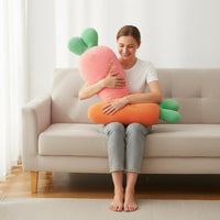 Carrot Stuffed Toy Huggable Carrot Shaped Pillow Embroidered Detail Home Decoration for Kids, Nursery, Playroom
