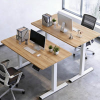 Height-Adjustable Desk White Frame Electric Standing Desk Wide Flat Feet