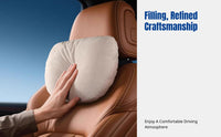 Synthetic Bio-Fiber Car Headrest Pillow, Suede Neck Support, Universal, Ergonomic, Four Seasons