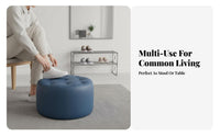 Light Luxury Design Round Upholstered Pouf Multifunctional Low Stool multipurpose Use Vanity Seat Modern Aesthetic for Children, Homeowners, Living Room, Entryway, Bedroom, Small Spaces