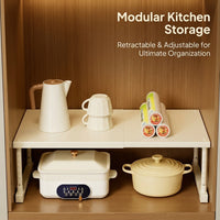Kitchen Cabinet Metal Expandable Organization Rack for Small Space, Adjustable Under Sink Storage Shelf for Homeowners