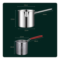 2 Pieces Versatile Deep Frying Pot with Basket Dishwasher Safe Deep Fryer Pot with Basket Ergonomic Stainless Steel Fryer with Strainer Compact for Stovetop Cooking