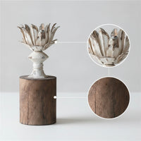 Candle Holder Distressed Candlestick Candle Stand with Wood Base Vintage Decor for Mantel