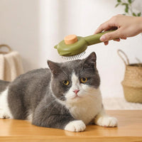 Cat Brush and Dog Brush for Long Hair, Stainless Steel Cat Comb and Dog Comb for Cat Grooming, Gentle Silicone Cleaning Pet Tool, Release Button