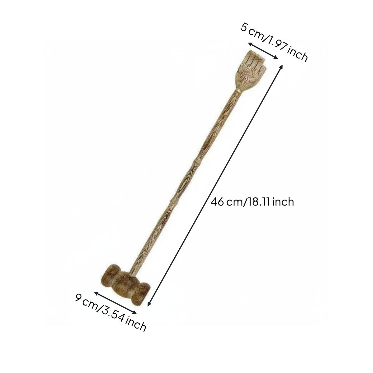 Double Function 2-in-1 Back Scratcher Massager Meridian Wooden Massage Hammer Natural Wood Long Handle Back Scratcher Lightweight and Portable for Elderly, Office