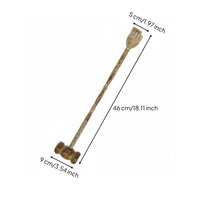Double Function 2-in-1 Back Scratcher Massager Meridian Wooden Massage Hammer Natural Wood Long Handle Back Scratcher Lightweight and Portable for Elderly, Office