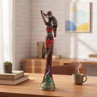 Afrocentric African Woman Figurine Tabletop African Woman Statue Intricate Female Statue with Hoop Earrings Traditional for Home Decorators, Entryway, Mantel