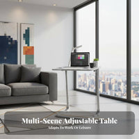 Height-Adjustable Wheeled C-Table Foldable Rolling Desk Portable Couch sidekick Space-Saving for Students, Home Office Workers, Apartment Dwellers, Small Spaces, Bedroom, Dorm Room