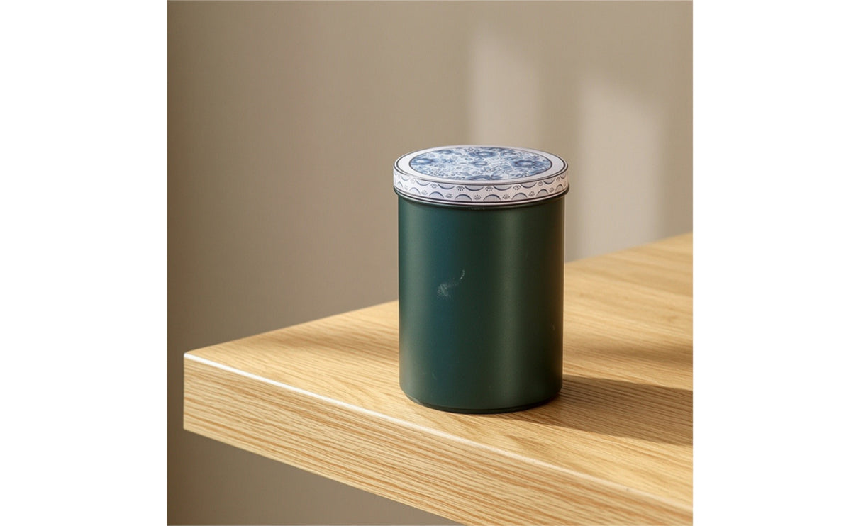 Tea Storage Tin with Lid Cylindrical Tea Tin Compact Metal Container with Lid for Gift Packaging