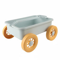 Safe Wheat Straw Beach Wagon Long-Lasting Sand Pull Cart Portable Rolling Toy Cart Spacious for Toddlers