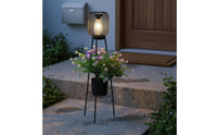 Solar Tripod Planter Lamp 2 in 1 Design Black Mesh Planter Lamp Decorative Tripod Outdoor Lamp for Patio, Porch