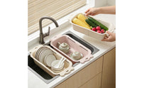 Adjustable Length Telescopic Dish Drainer Multi-Purpose Retractable Dish Drying Rack Space-Saving