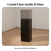 Dustproof Acrylic Cover Display Pedestal Varnish Ed Finish Pedestal Display Case Non-Yellowing Jewelry Showcase Stand Clear View for Gallery Owners, Exhibitors, Collectors, Retail Shop, Home