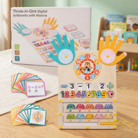 Wooden Math Board with Clock Hands-on Wooden Math Learning Board Learning Center Multi-Sensory Colorful for Preschoolers