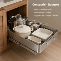 Large Capacity Dish Drainer, Under Sink Organizer, Sliding Drawer, No Installation, Minimalist Rectangular Design