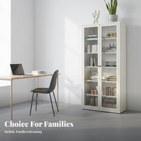 Formaldehyde-Safe Multi-Compartment Cabinet Large Capacity Safe Standing Cupboard Sturdy and Long-Lasting Bookcase Easy Assembly for Families, Homeowners, Parents, Living Room, Bedroom, Entryway, Office