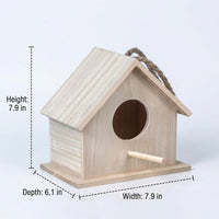 Blue Pitched Roof Bird House and Bird Box, Wooden Parrot Breeding Box 29.5x15x15cm for Parakeet, Hanging Nesting Unit with Perch and Dispenser