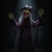 Poseable Halloween Decoration with Sound Life-Size Witch Ghost Animated Ghost Witch Interactive for Entryway, Yard