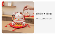 Fortunate Cat Key Bowl Adorable Appearance Fortunate Cat Statue with Tray for Front Desk