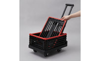Foldable Trolley with Basket Portable Hand-Push Trolley with Handle Silent Foldable Utility Cart for Camping