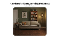Japanese Aesthetic Visual appeal 3-Seater Upholstered Couch Japanese SilhouetteSeater textile Settee Corduroy Upholstery Sofa Nordic Design for Apartment Dwellers, Residents, beigeice Managers, Studio Flat, Lounge Area, Bedroom