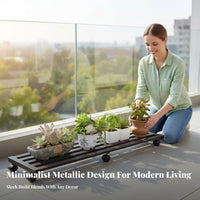 Rustwithstandant Tiered Plant Stand with casters Multi-Tier Design Rolling Tiered Plant Holder Space-Saving Flower Rack Weather withstandant for Gardeners, Homeowners, Home Decorators, Outdoor, Balcony, Patio, Living Room