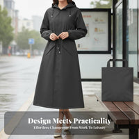 Long Hooded Raincoat Fashionable Design Fashion Rain Jacket Breathable Hooded Raincoat for Commuters, Campers, Rainy Days, Casual Wear, Outdoor