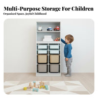 Multi-Functional configurable Floor Cabinet Large Capacity children's Furniture child-safe Height Toy Storage Unit Fun Cut-carved Handles for Toddlers, Parents, Daycare Providers, Playroom, Nursery, Living Room, Kindergarten