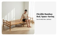 Folding Bamboo Bed Foldable Design Portable Furniture Space-Saving Spare Foldaway Bed for Students, Office Workers, Guest Room, Small Apartment