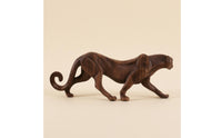 Desk Leopard Ornament Carved Look Wood-Grain Leopard Statue Stable Base Bronze Style Animal Figurine for Shelf