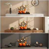 Glossy Persimmon Decor with Base Unique Design Persimmon Ornament Decorative Tabletop Ornament Artificial for Homeowners, Living Room, Entryway, Office Desk