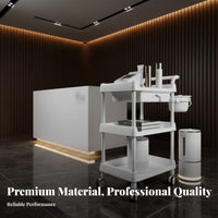 Rolling Cosmetic Cart Multi-Tier Storage 3-Tier Salon Trolley Spa Instrument Trolley Silent 360° Wheels Esthetician Rolling Cart