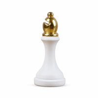 Decorative Chess Piece Figurine with Gold Accents Elegant Chess Figurine with Gold Crown Sculptural Stable for Collectors