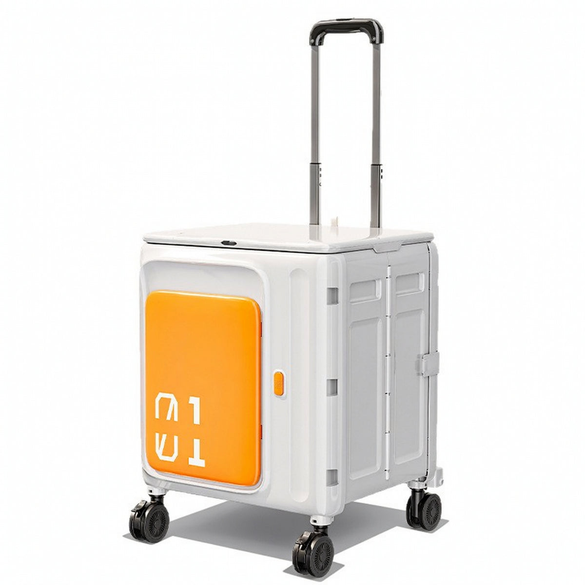 Folding Utility Cart with Lid Compact Foldable Rolling Crate Easy Storage Folding Cart with Lid for Journeyers